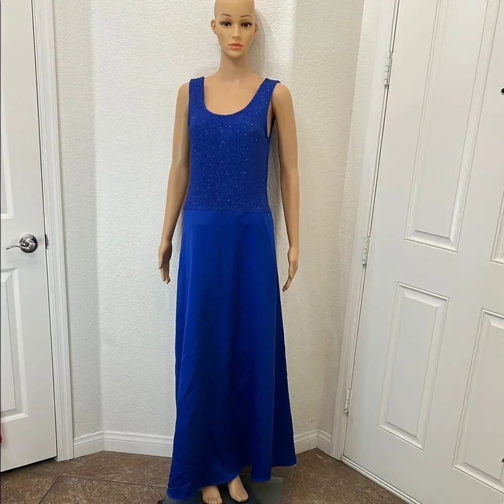 Patra Dress Elegant Royal Blue Scoop Neck Sleeveless Maxi Size 10 Formal Evening